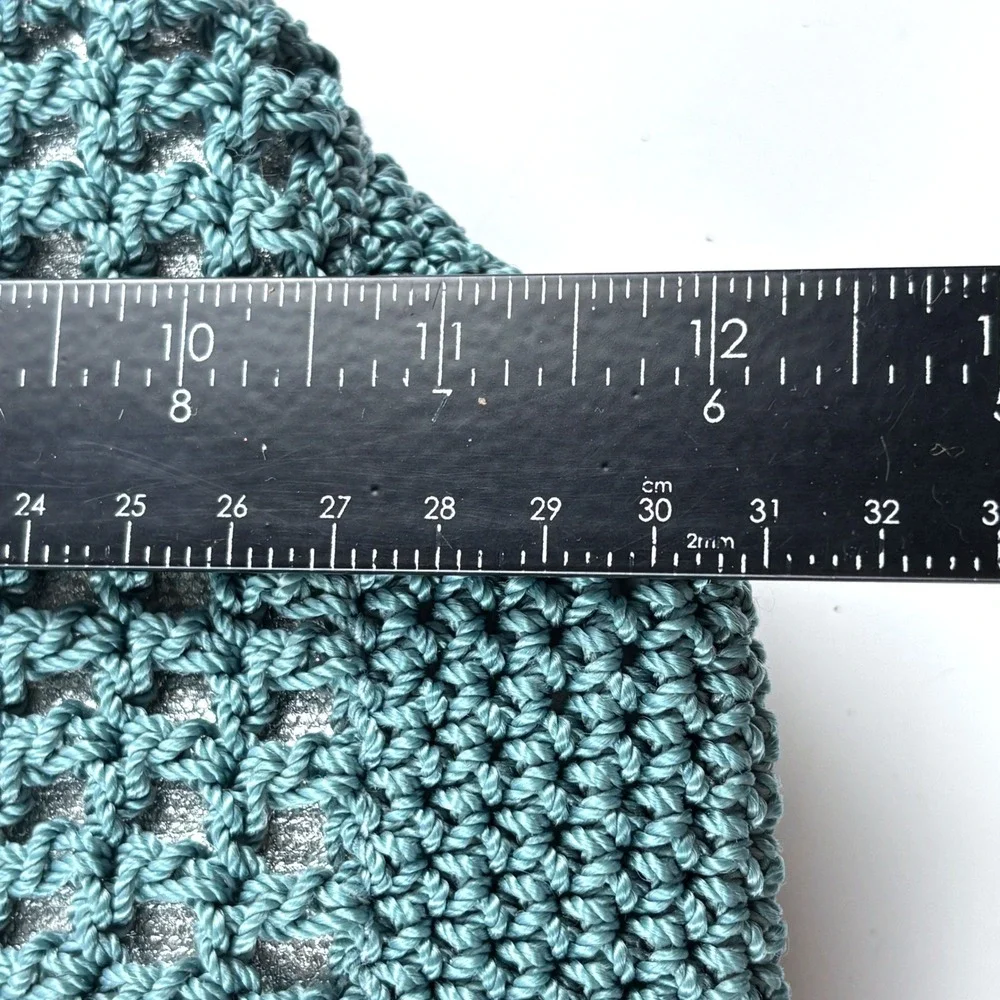 The Sak Crochet Hobo Bag Women Medium Teal Grey Boho Knit Shoulder Bag Boho
